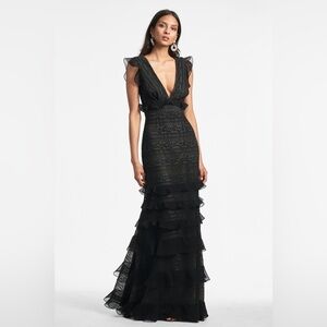 Sachin + Babi Serafina Elegant Black Lace Backless Dress